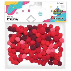 Pompony kreatywne Titanum 120szt, Czerwone